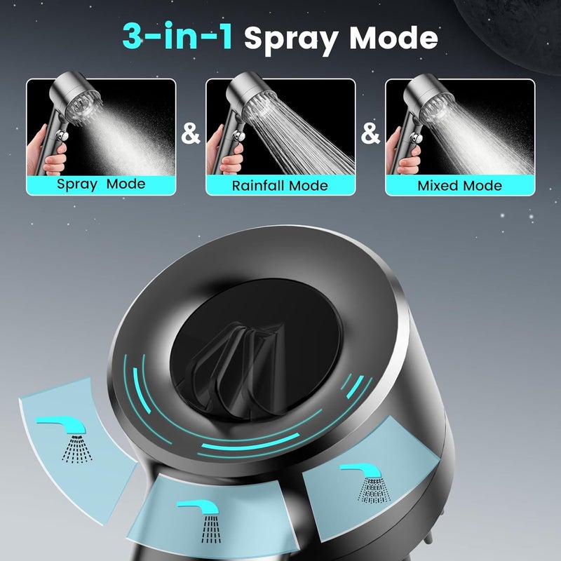 PWERAN RV Shower Head Filtered Shower Head with Hose 3 Setting High Pressure Showerhead with On Off Switch for Travel Trailer - Image 4